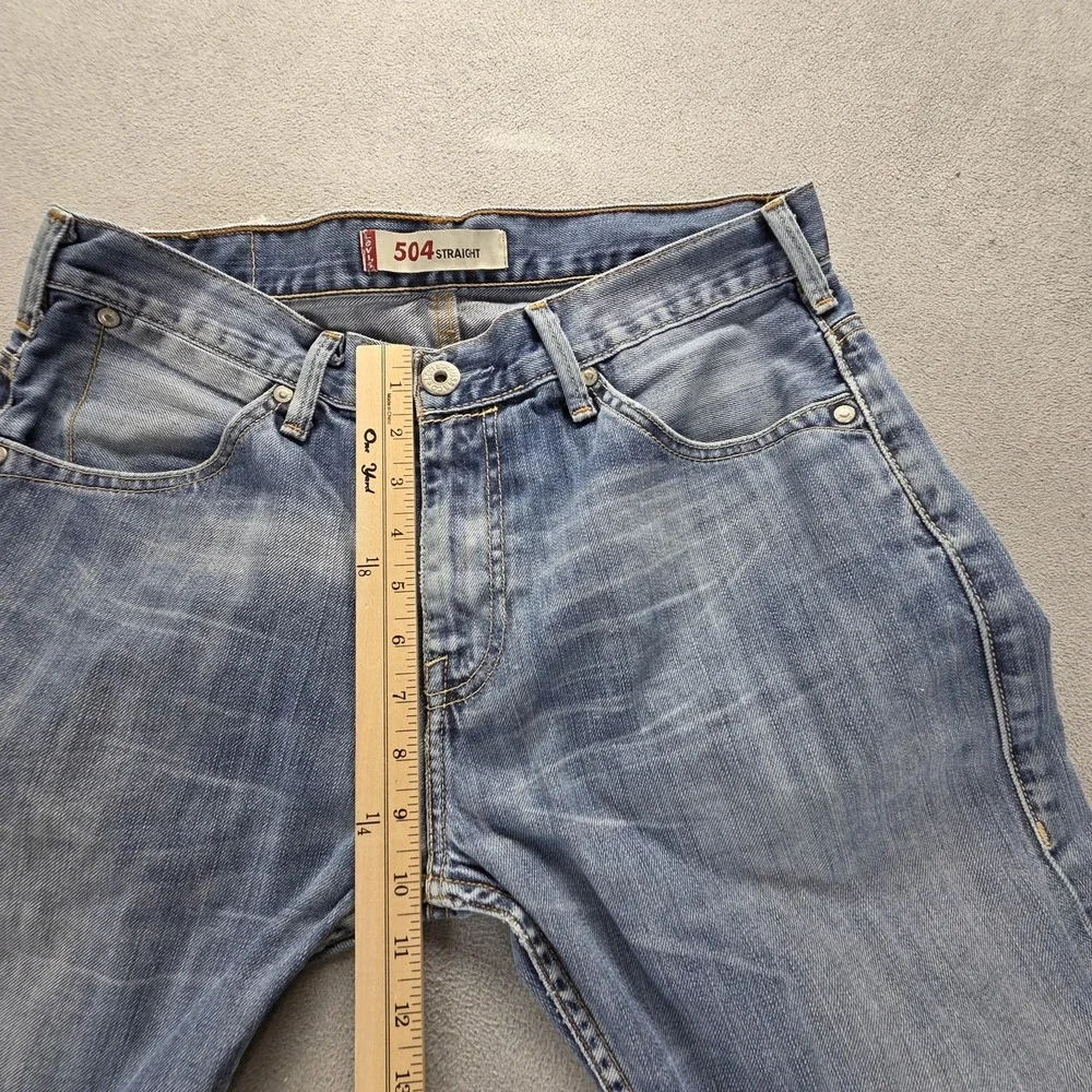 Vintage Levis 504 Jeans Mens 32x32 Blue Straight Engineered Whiskers Zip‎ Fly